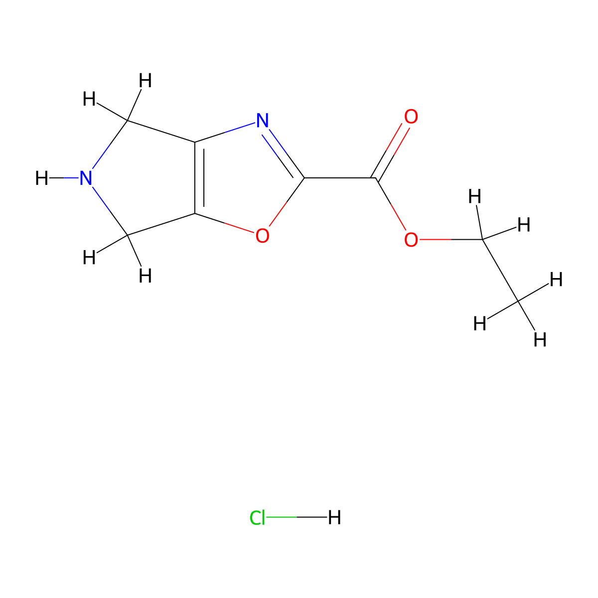 ethyl 5,6-dihydro-4H-pyrrolo[3,4-d]oxazole-2-carboxylate hydrochloride molecular structure, CAS 2177257-76-8