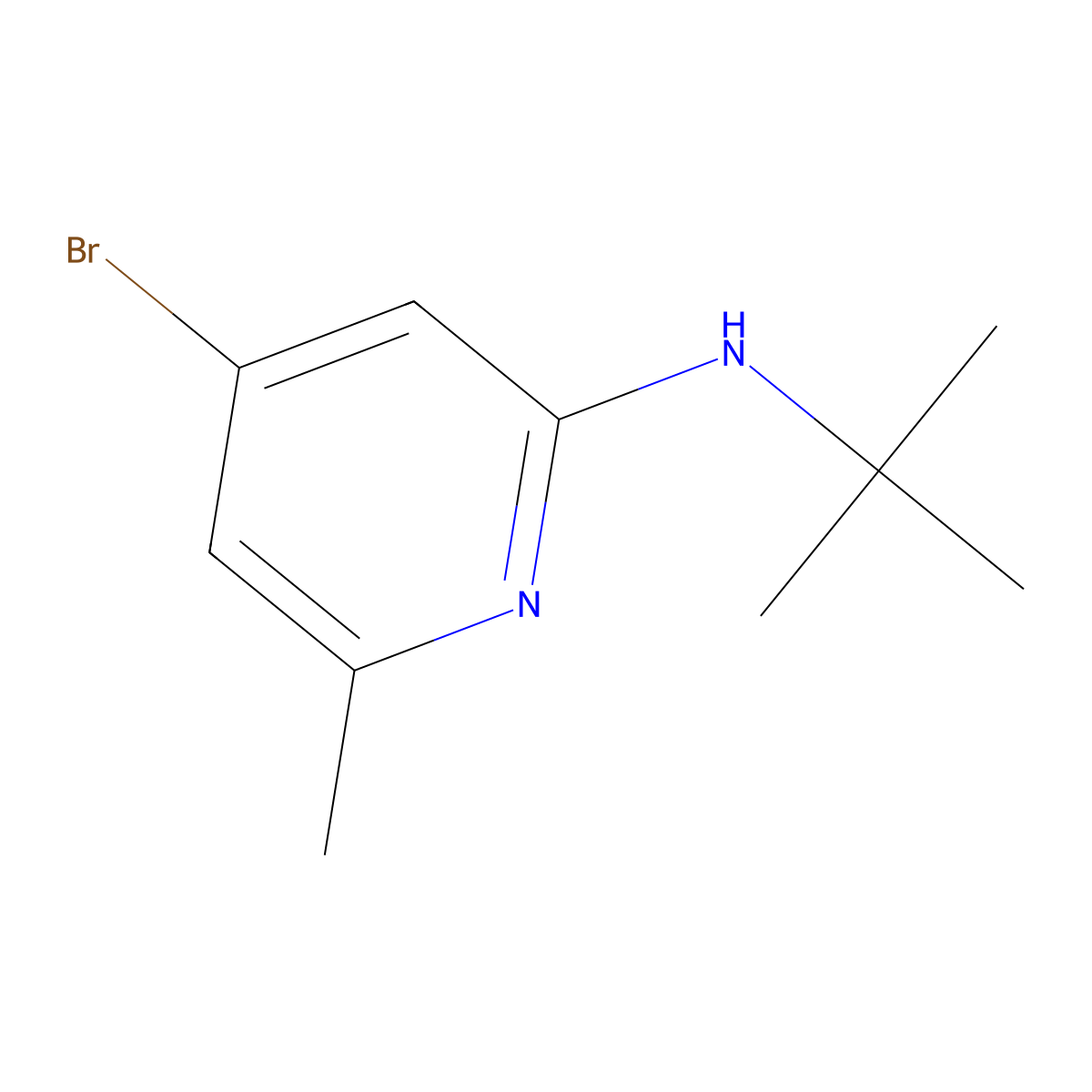4-Bromo-n-(tert-butyl)-6-methylpyridin-2-amine molecular structure, CAS 2177257-93-9