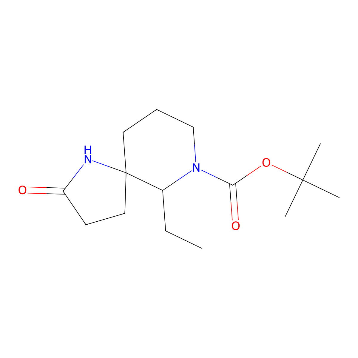 Racemic-(5S,6S)-Tert-Butyl 6-Ethyl-2-Oxo-1,7-Diazaspiro[4.5]Decane-7-Carboxylate molecular structure, CAS 2177257-94-0