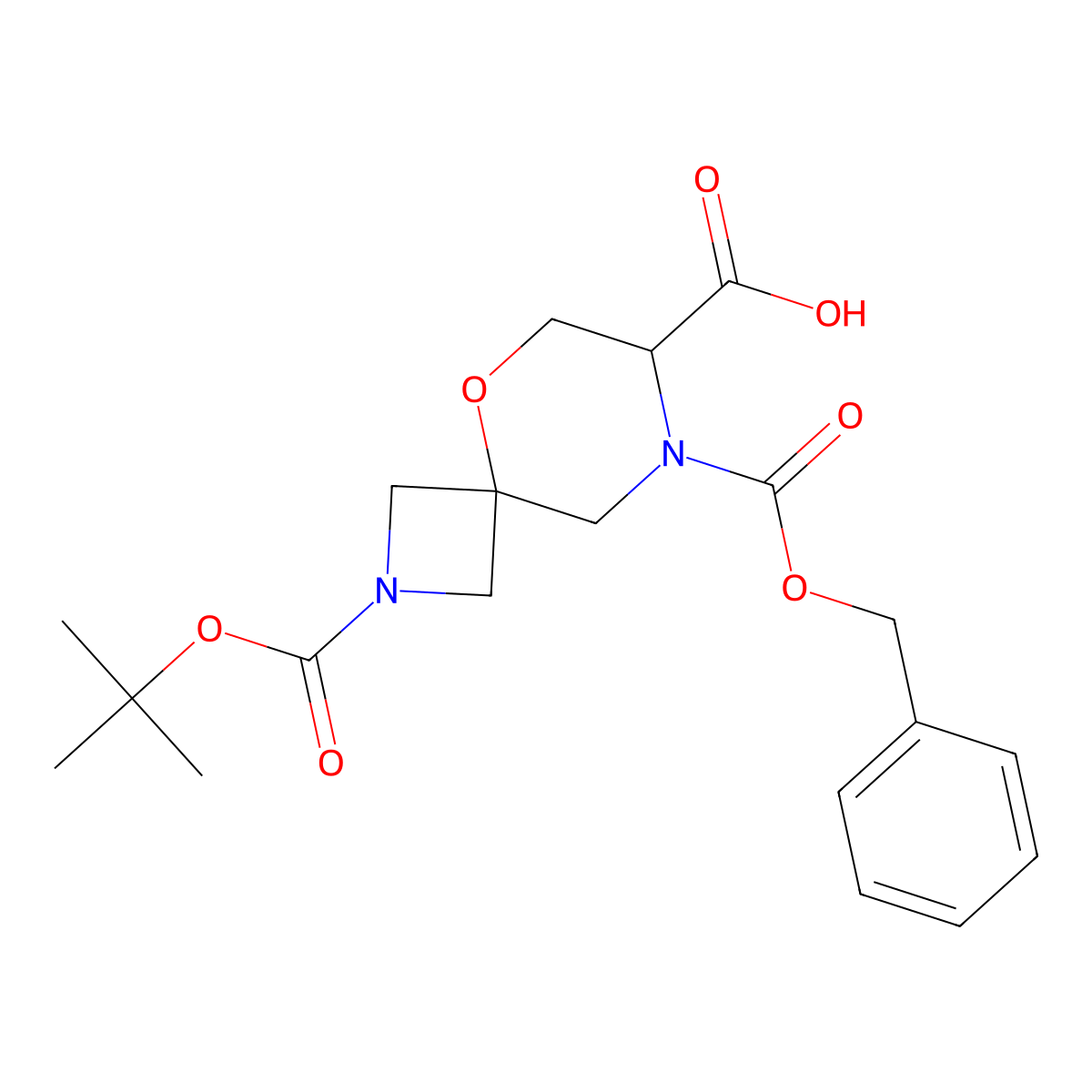 8-((Benzyloxy)Carbonyl)-2-(Tert-Butoxycarbonyl)-5-Oxa-2,8-Diazaspiro[3.5]Nonane-7-Carboxylic Acid molecular structure, CAS 2177257-95-1