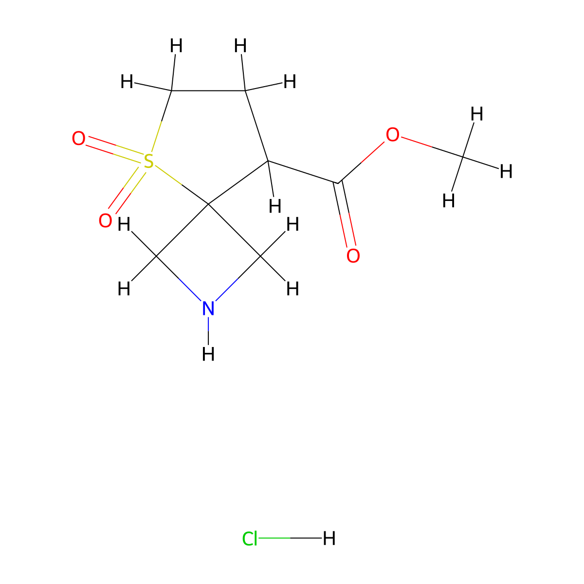 Methyl 5,5-dioxo-5lambda6-thia-2-azaspiro(3.4)octane-8-carboxylate hydrochloride molecular structure, CAS 2177258-03-4