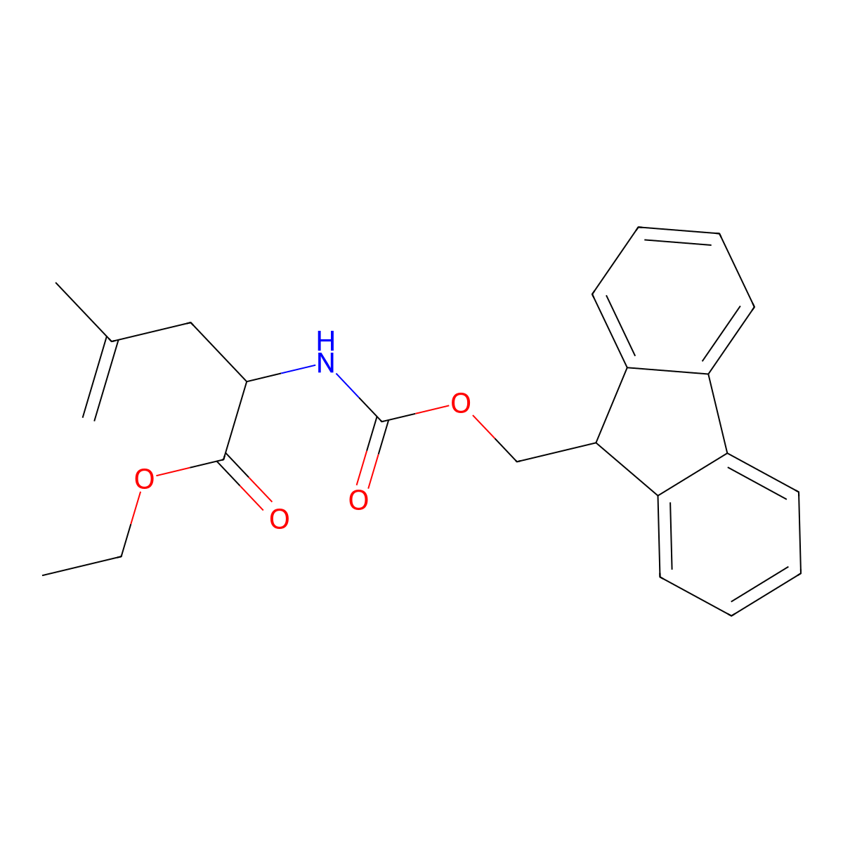 Ethyl 2-((((9H-fluoren-9-YL)methoxy)carbonyl)amino)-4-methylpent-4-enoate molecular structure, CAS 2177258-06-7