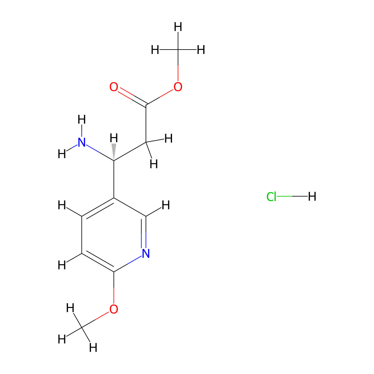 Methyl (S)-3-amino-3-(6-methoxypyridin-3-YL)propanoate hcl molecular structure, CAS 2177258-07-8