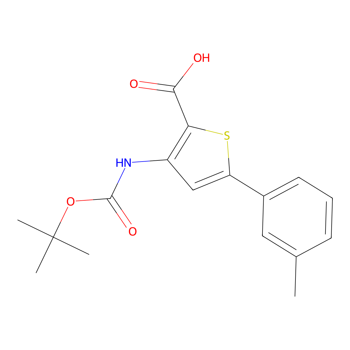 3-((Tert-butoxycarbonyl)amino)-5-(m-tolyl)thiophene-2-carboxylic acid molecular structure, CAS 2177258-09-0