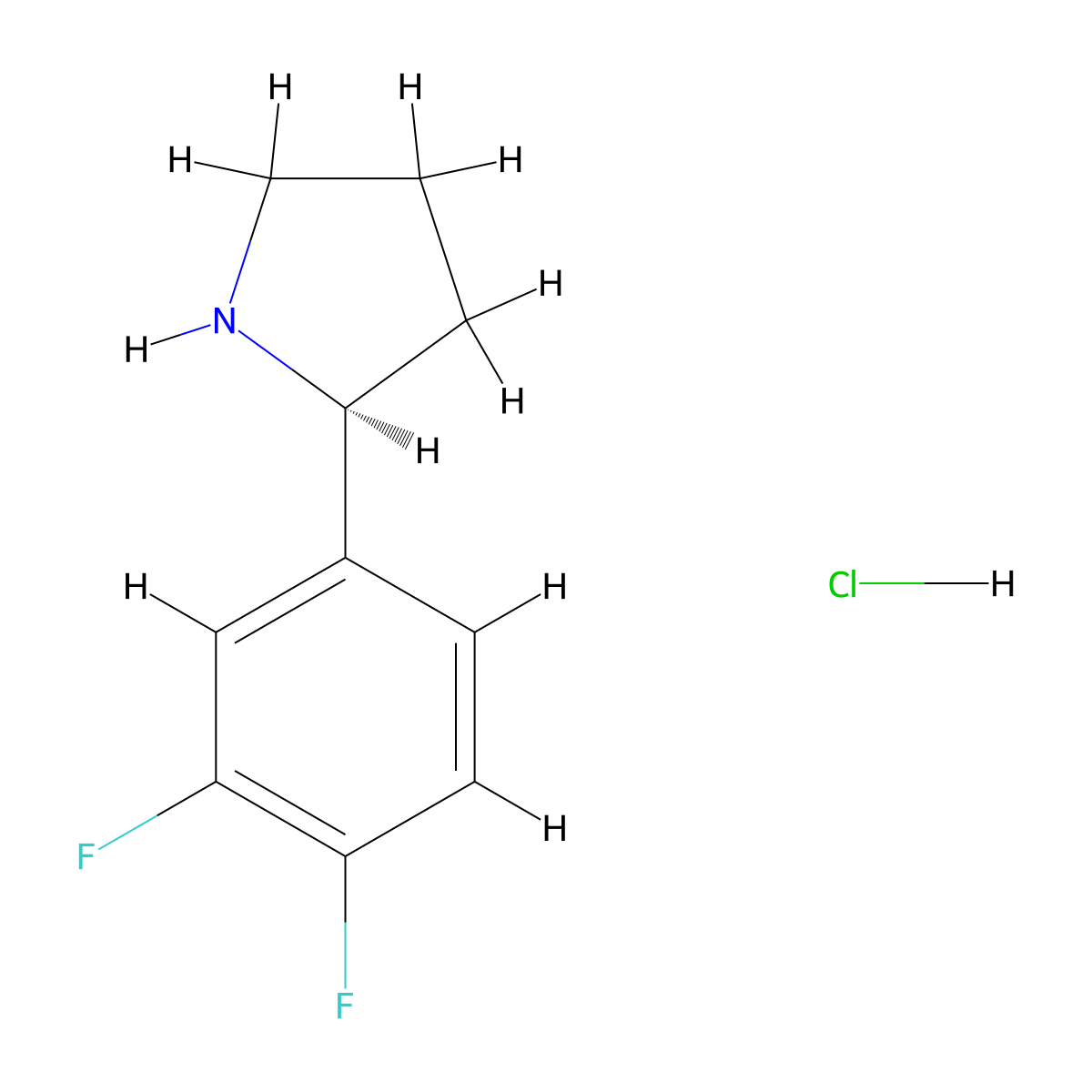 (S)-2-(3,4-Difluorophenyl)pyrrolidine hydrochloride molecular structure, CAS 2177258-16-9