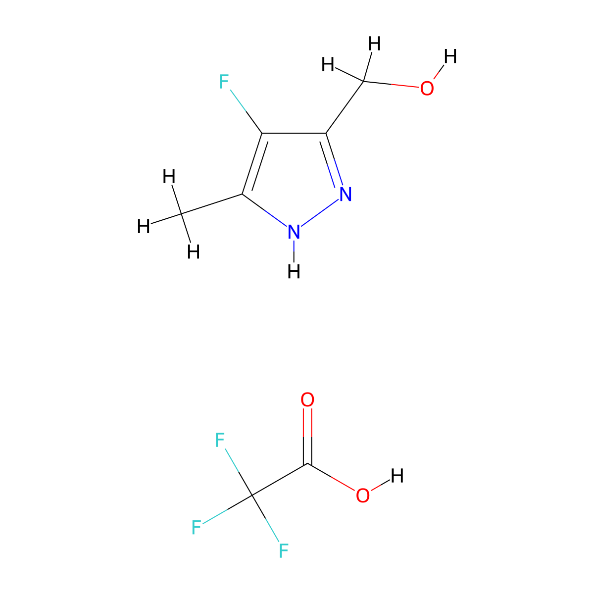 (4-fluoro-5-methyl-1H-pyrazol-3-yl)methanol 2,2,2-trifluoroacetate molecular structure, CAS 2177258-18-1