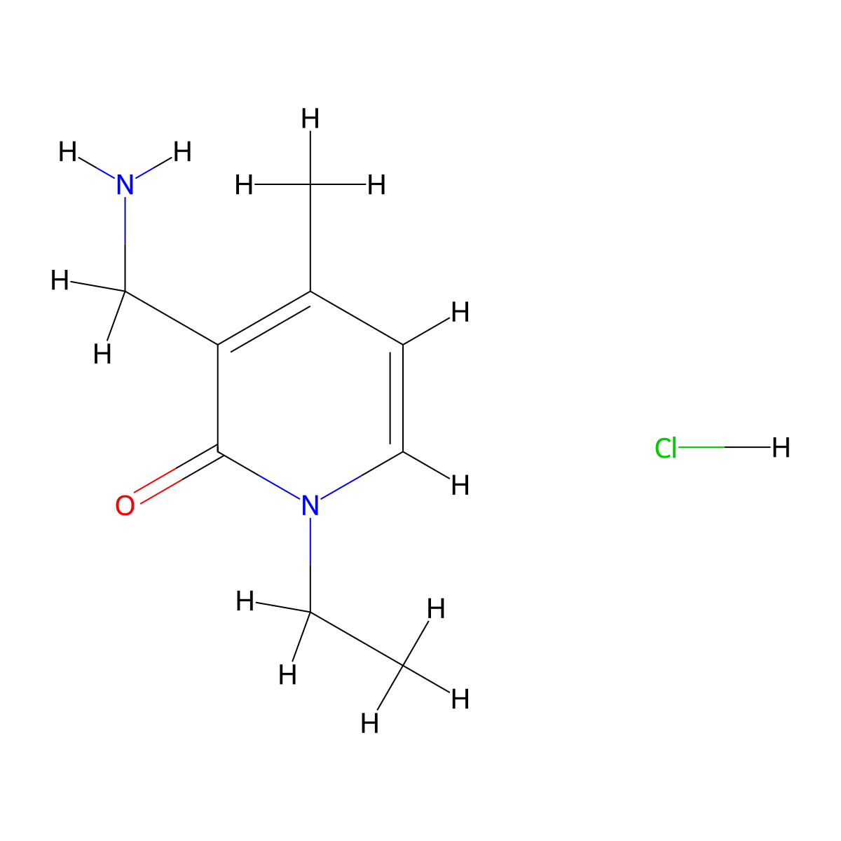 3-(aminomethyl)-1-ethyl-4-methylpyridin-2(1H)-one hydrochloride molecular structure, CAS 2177258-21-6