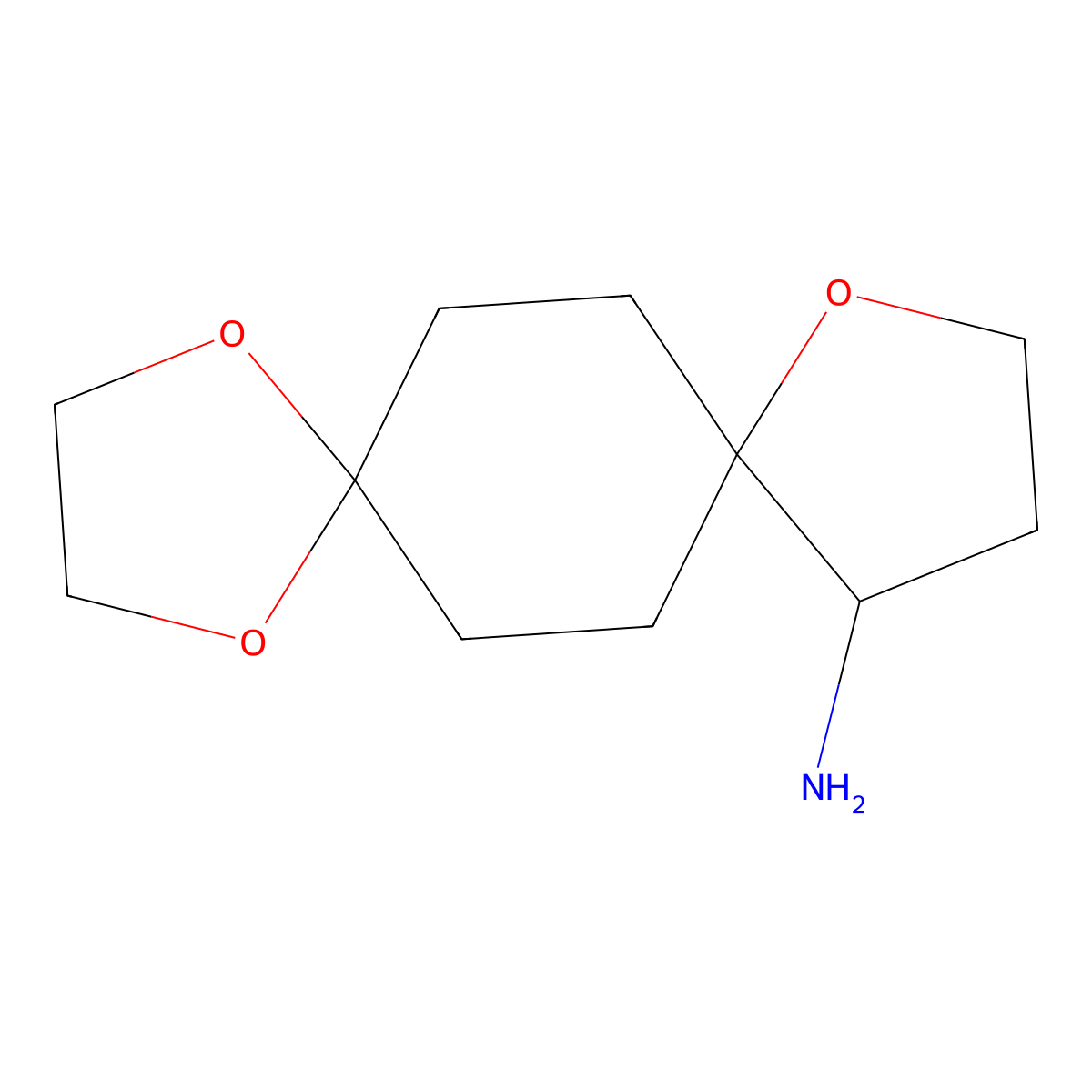 1,4,9-Trioxadispiro[4.2.4.2]tetradecan-12-amine molecular structure, CAS 2177258-29-4