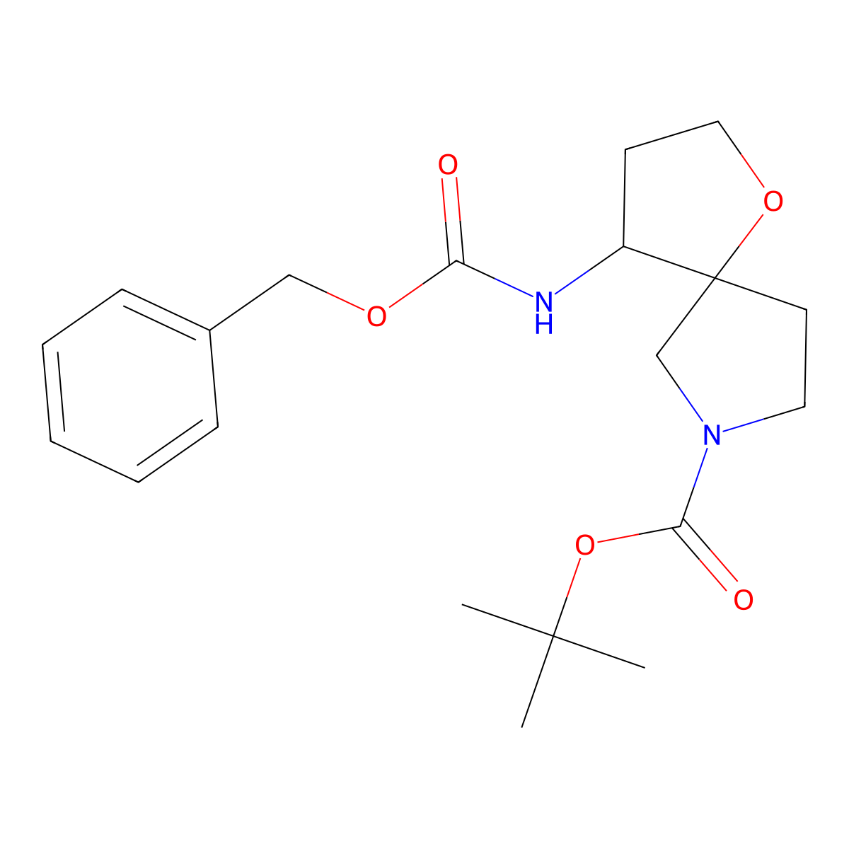 Tert-butyl 4-(((benzyloxy)carbonyl)amino)-1-oxa-7-azaspiro[4.4]nonane-7-carboxylate molecular structure, CAS 2177258-34-1