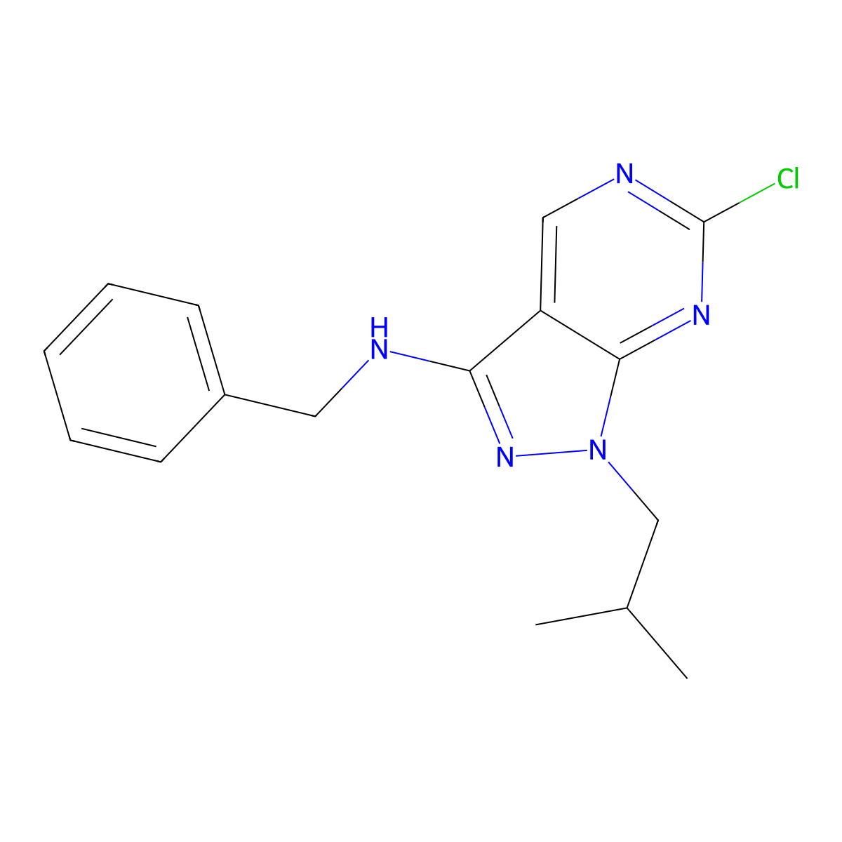 N-benzyl-6-chloro-1-isobutyl-1H-pyrazolo[3,4-d]pyrimidin-3-amine molecular structure, CAS 2177258-38-5
