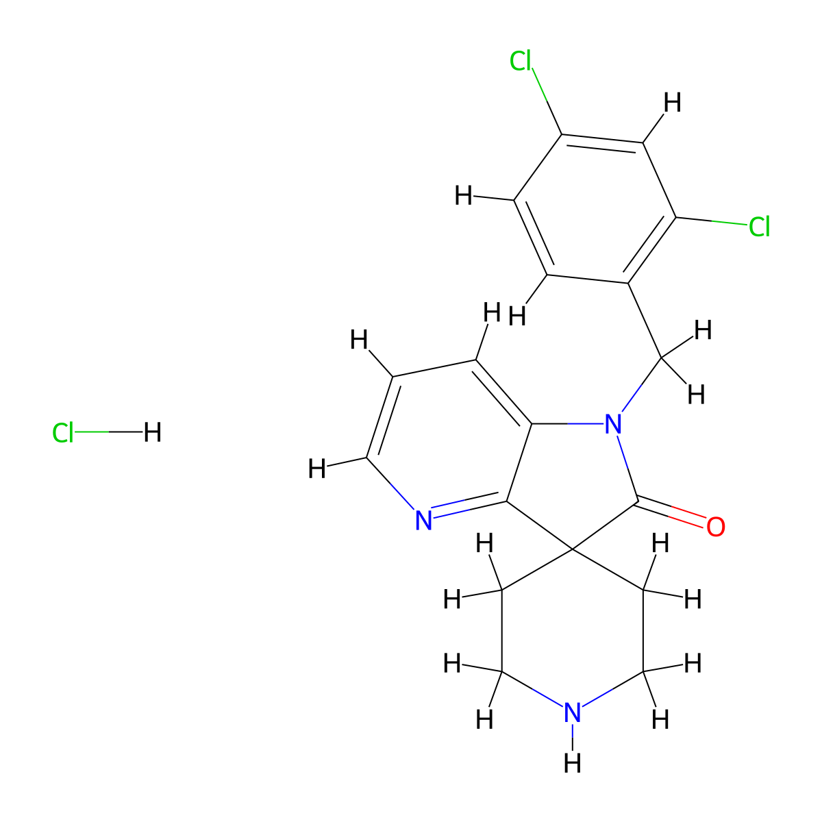 1'-(2,4-Dichlorobenzyl)spiro[piperidine-4,3'-pyrrolo[3,2-B]pyridin]-2'(1'H)-one hcl molecular structure, CAS 2177258-43-2