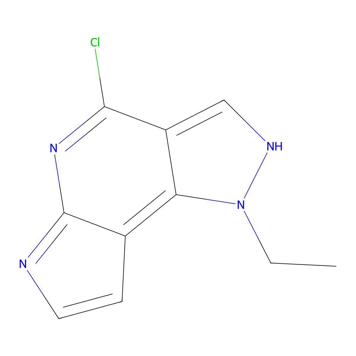4-Chloro-1-ethyl-1,6-dihydropyrazolo[3,4-D]pyrrolo[2,3-B]pyridine molecular structure, CAS 2177258-48-7