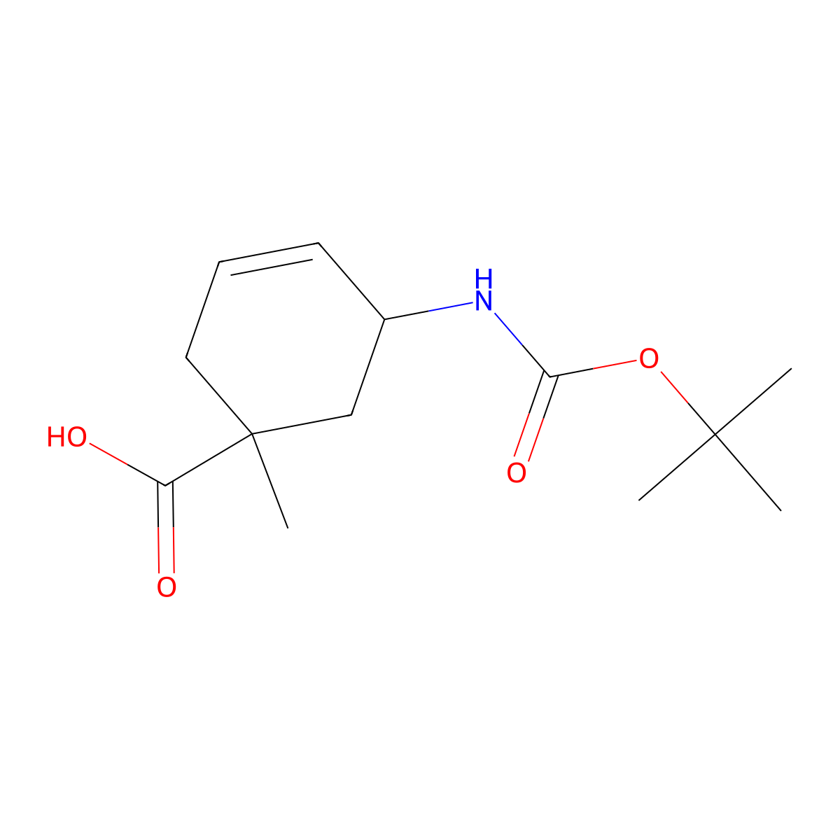 5-((tert-Butoxycarbonyl)amino)-1-methylcyclohex-3-enecarboxylic acid molecular structure, CAS 2177258-59-0