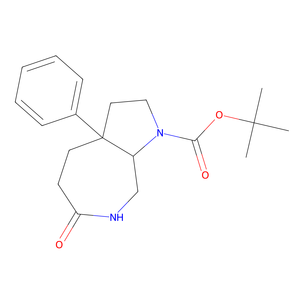tert-Butyl (3aS,8aR)-6-oxo-3a-phenyloctahydropyrrolo[2,3-c]azepine-1(2H)-carboxylate molecular structure, CAS 2177258-63-6
