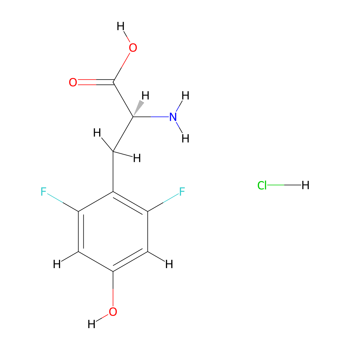 (S)-2-Amino-3-(2,6-difluoro-4-hydroxyphenyl)propanoic acid hydrochloride molecular structure, CAS 2177258-75-0