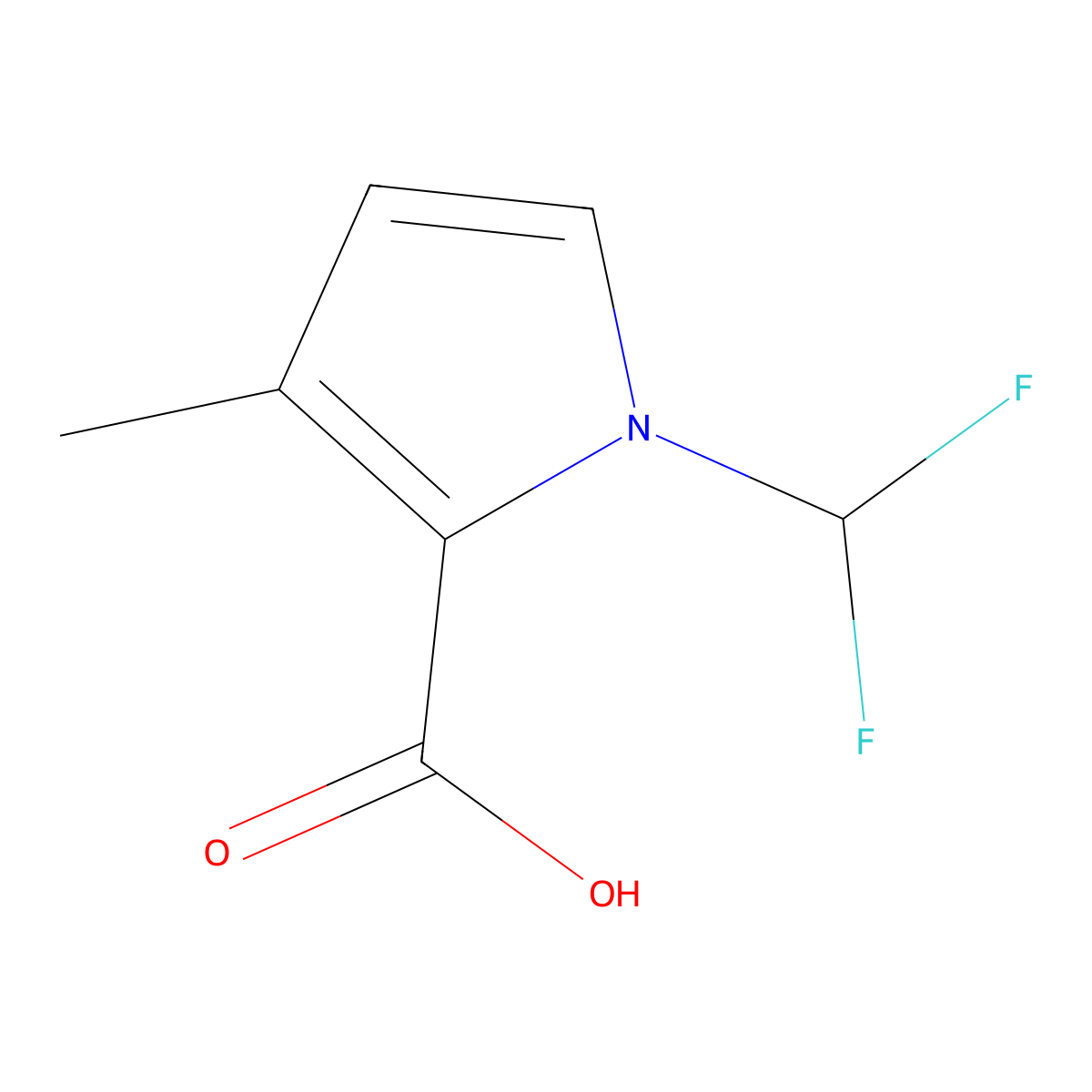 1-(Difluoromethyl)-3-methyl-1H-pyrrole-2-carboxylic acid molecular structure, CAS 2177258-82-9