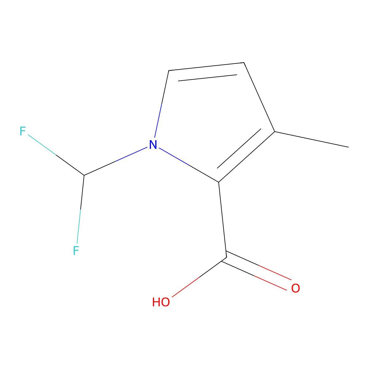 1-(Difluoromethyl)-3-methyl-1H-pyrrole-2-carboxylic acid molecular structure, CAS 2177258-82-9
