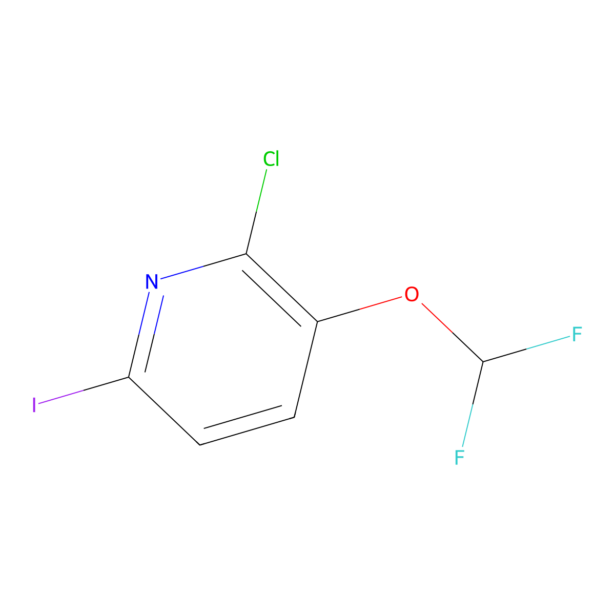 2-Chloro-3-(difluoromethoxy)-6-iodopyridine molecular structure, CAS 2177258-83-0