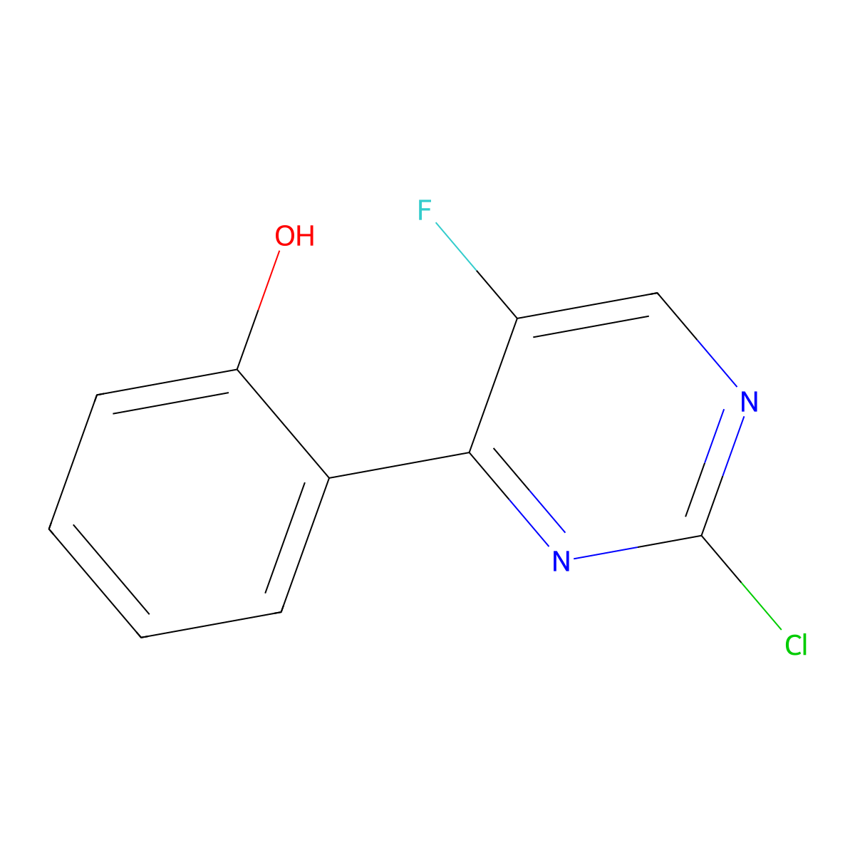 2-(2-Chloro-5-fluoropyrimidin-4-YL)phenol molecular structure, CAS 2177258-85-2