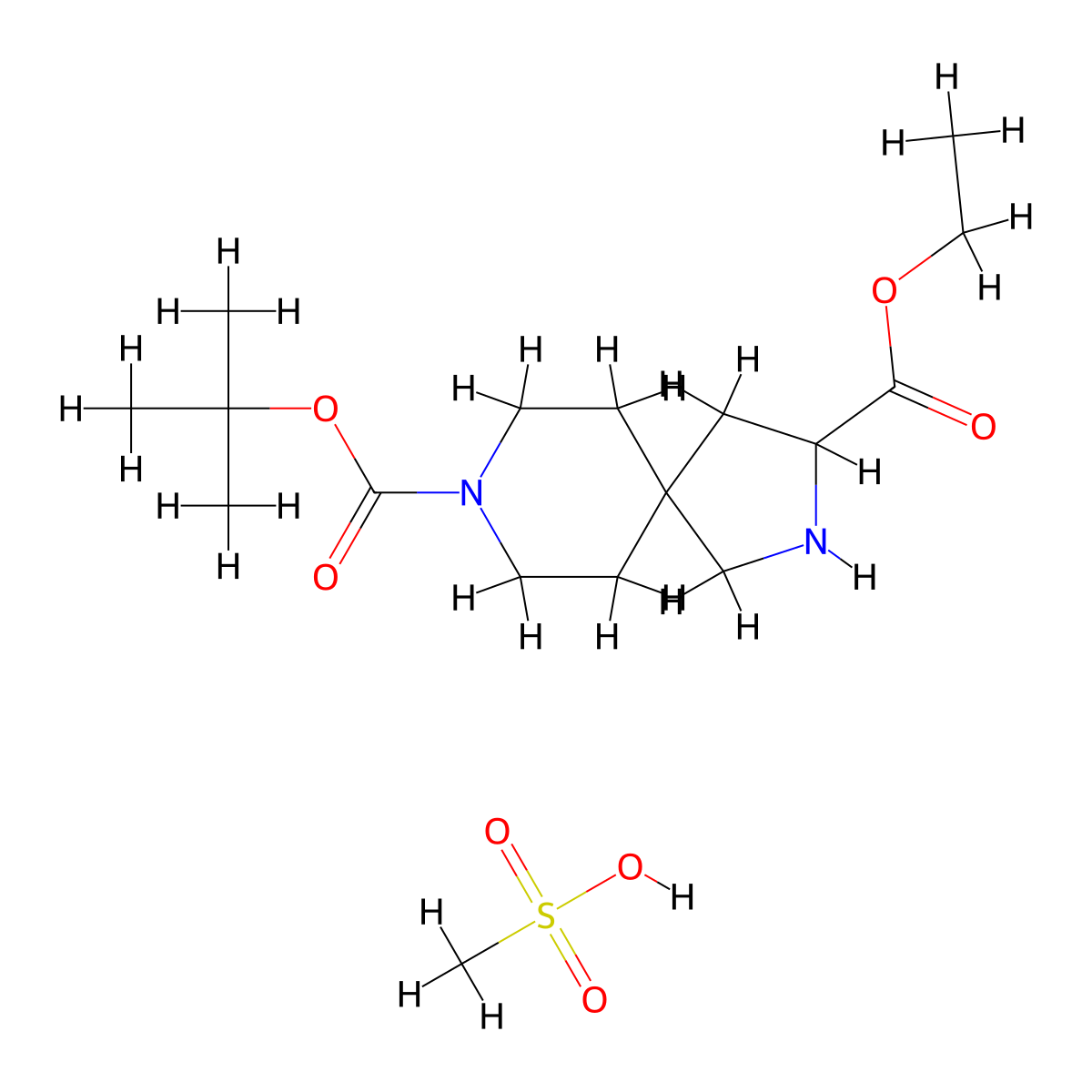 8-Tert-Butyl3-Ethyl2,8-Diazaspiro[4.5]Decane-3,8-Dicarboxylate Mesylate molecular structure, CAS 2177258-86-3