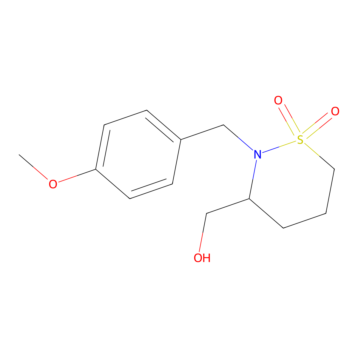 3-(Hydroxymethyl)-2-(4-methoxybenzyl)-1,2-thiazinane 1,1-dioxide molecular structure, CAS 2177258-88-5