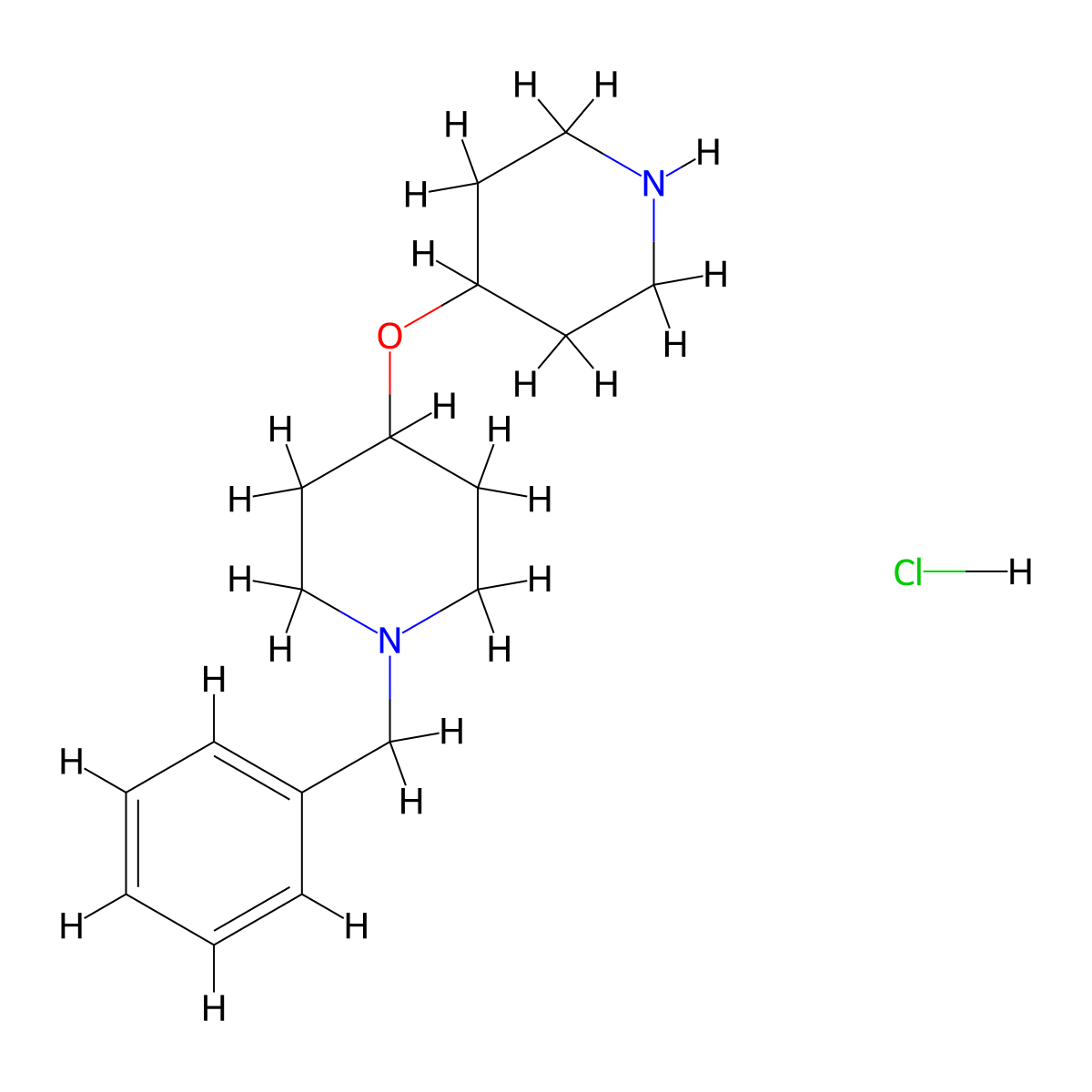 1-Benzyl-4-piperidin-4-yloxypiperidine;hydrochloride molecular structure, CAS 2177258-90-9