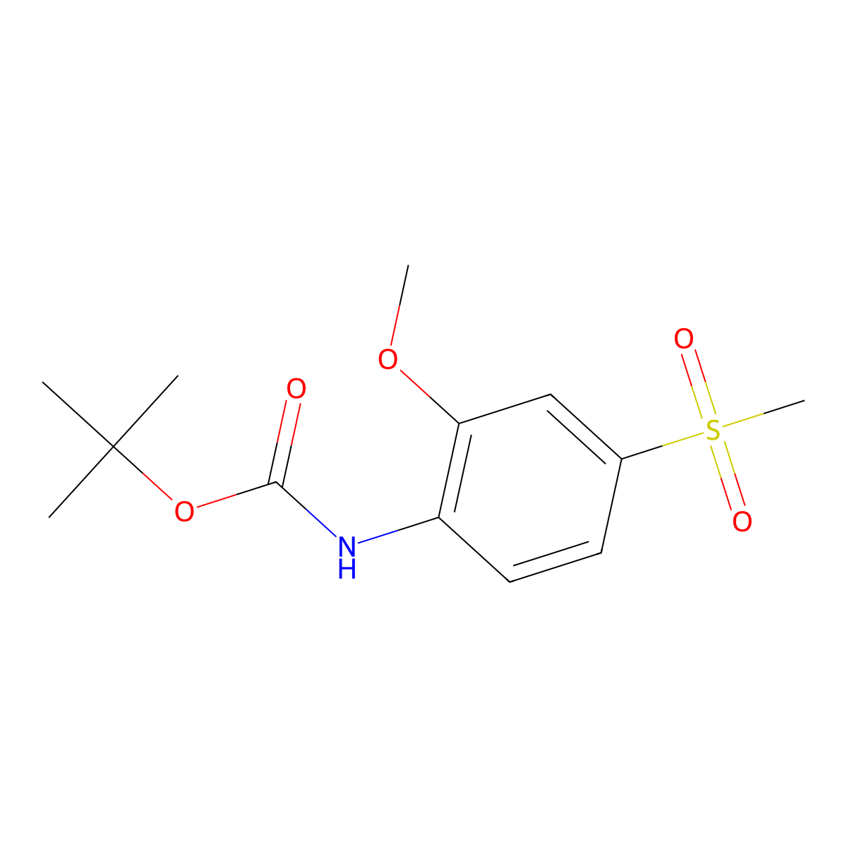 tert-Butyl (2-methoxy-4-(methylsulfonyl)phenyl)carbamate molecular structure, CAS 2177258-93-2