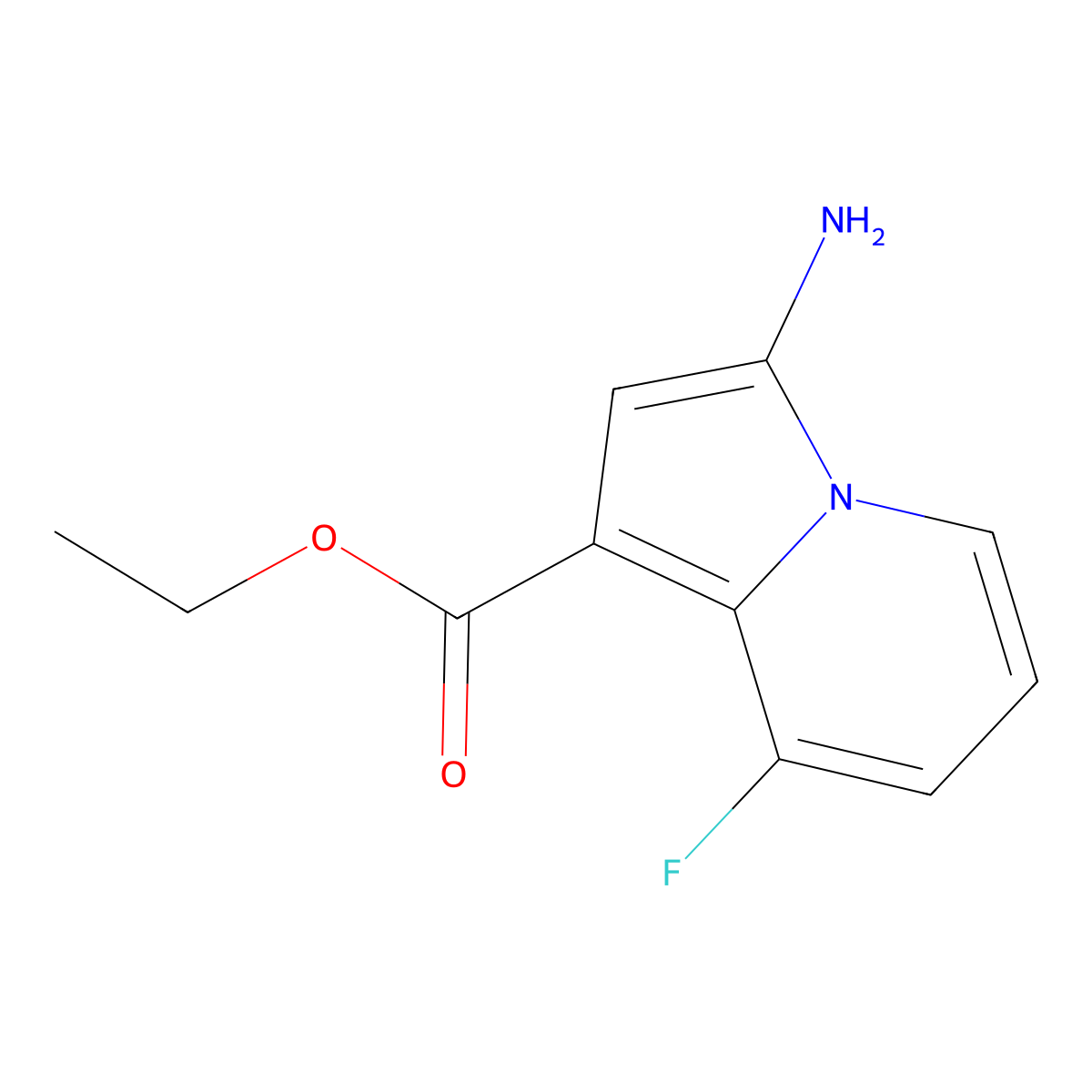 Ethyl 3-amino-8-fluoroindolizine-1-carboxylate molecular structure, CAS 2177258-95-4