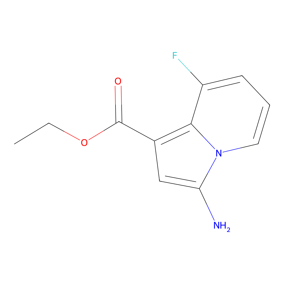 Ethyl 3-amino-8-fluoroindolizine-1-carboxylate molecular structure, CAS 2177258-95-4