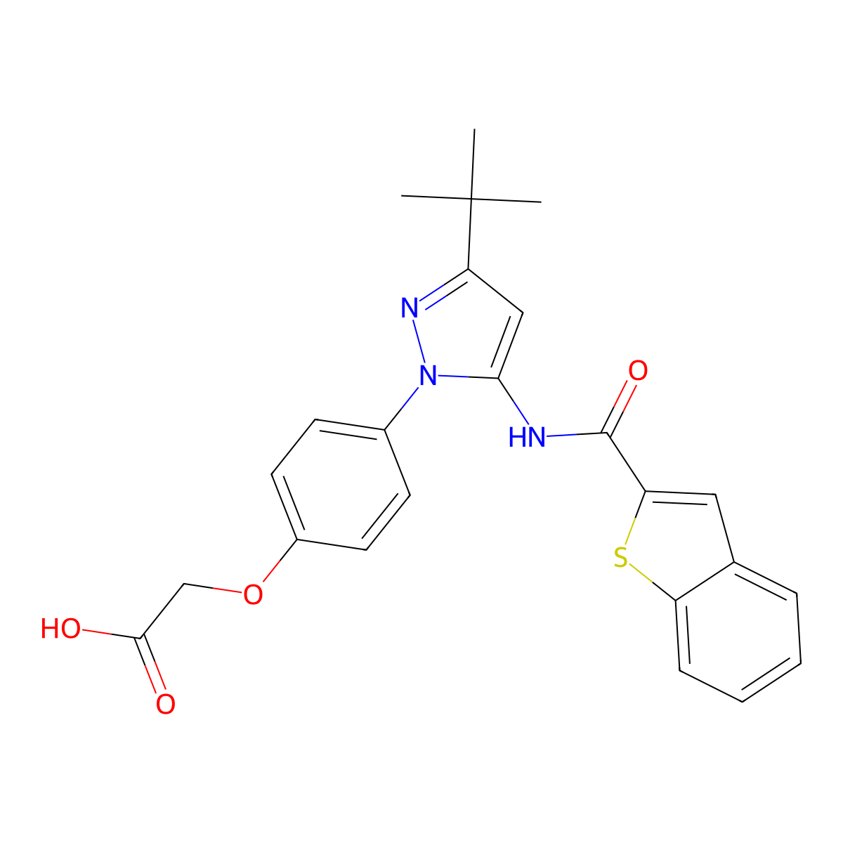 2-(4-(5-(Benzo[B]thiophene-2-carboxamido)-3-(tert-butyl)-1H-pyrazol-1-YL)phenoxy)acetic acid molecular structure, CAS 2177258-96-5