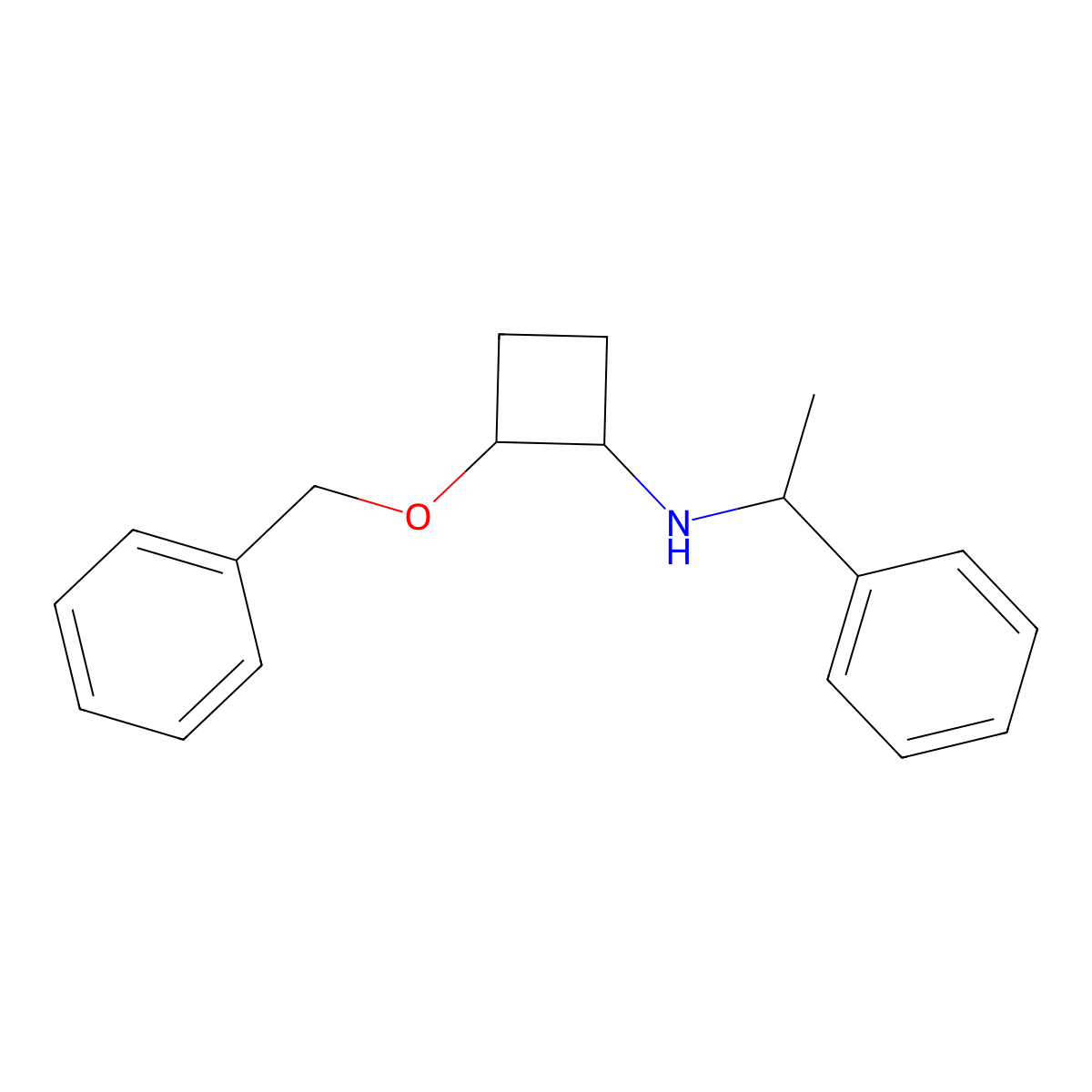 2-(benzyloxy)-N-(1-phenylethyl)cyclobutanamine molecular structure, CAS 2177259-12-8