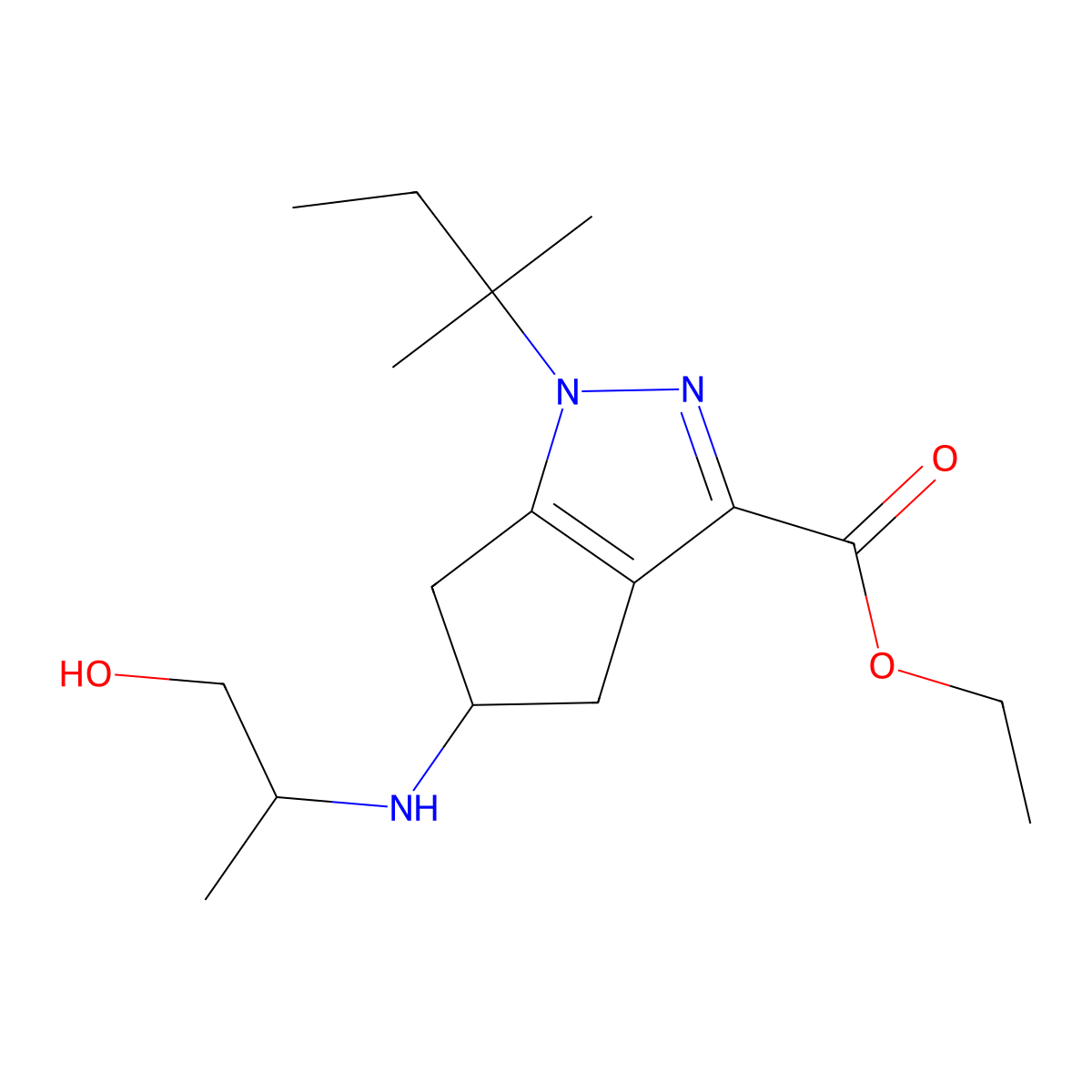 Ethyl 5-((1-hydroxypropan-2-YL)amino)-1-(tert-pentyl)-1,4,5,6-tetrahydrocyclopenta[C]pyrazole-3-carboxylate molecular structure, CAS 2177259-27-5