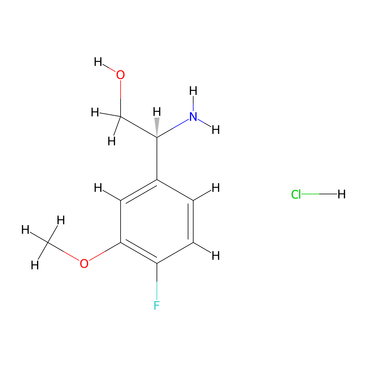 (2S)-2-Amino-2-(4-fluoro-3-methoxyphenyl)ethan-1-OL hydrochloride molecular structure, CAS 2177259-39-9