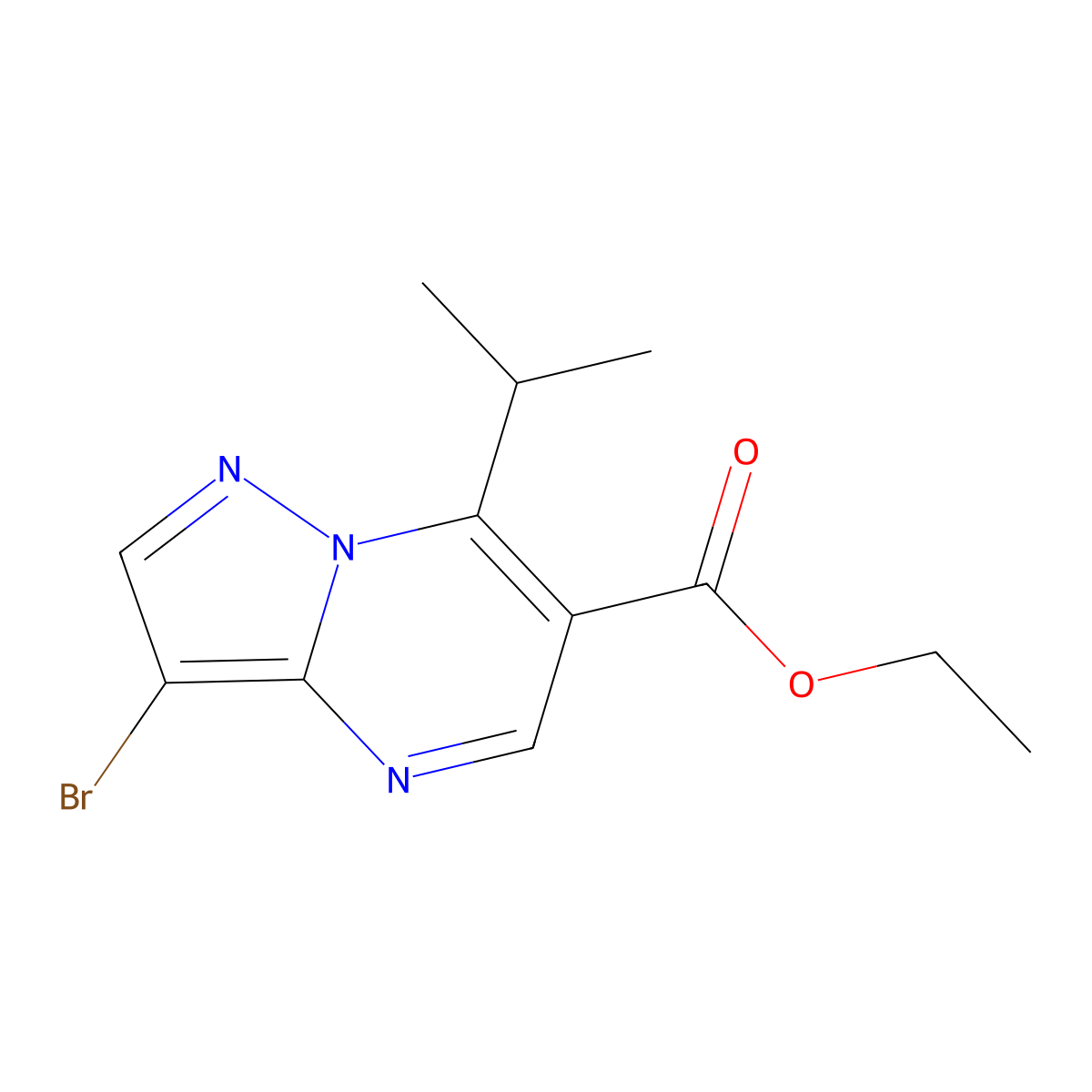 Ethyl 3-bromo-7-isopropylpyrazolo[1,5-A]pyrimidine-6-carboxylate molecular structure, CAS 2177259-44-6