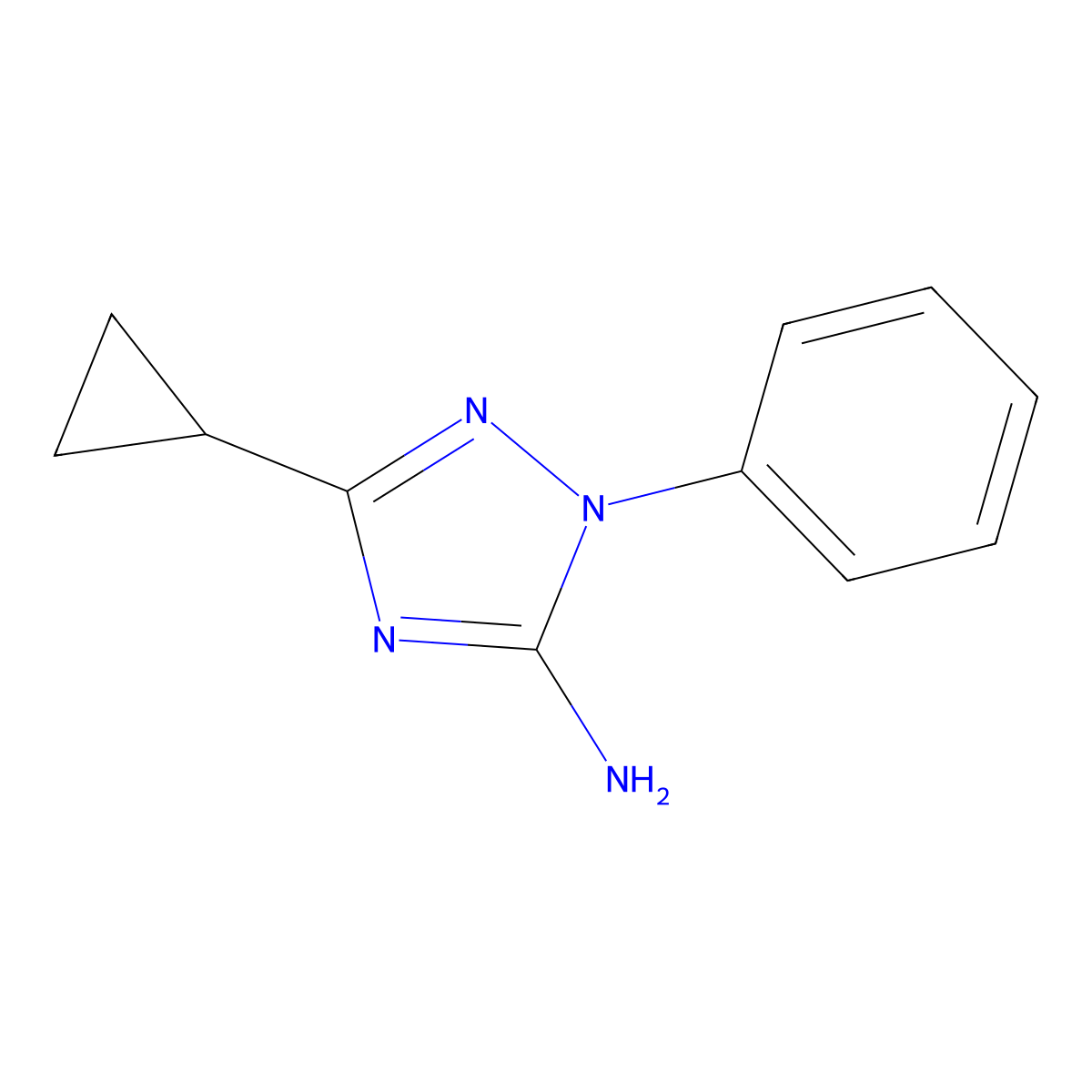 3-Cyclopropyl-1-phenyl-1H-1,2,4-triazol-5-amine molecular structure, CAS 2177259-46-8