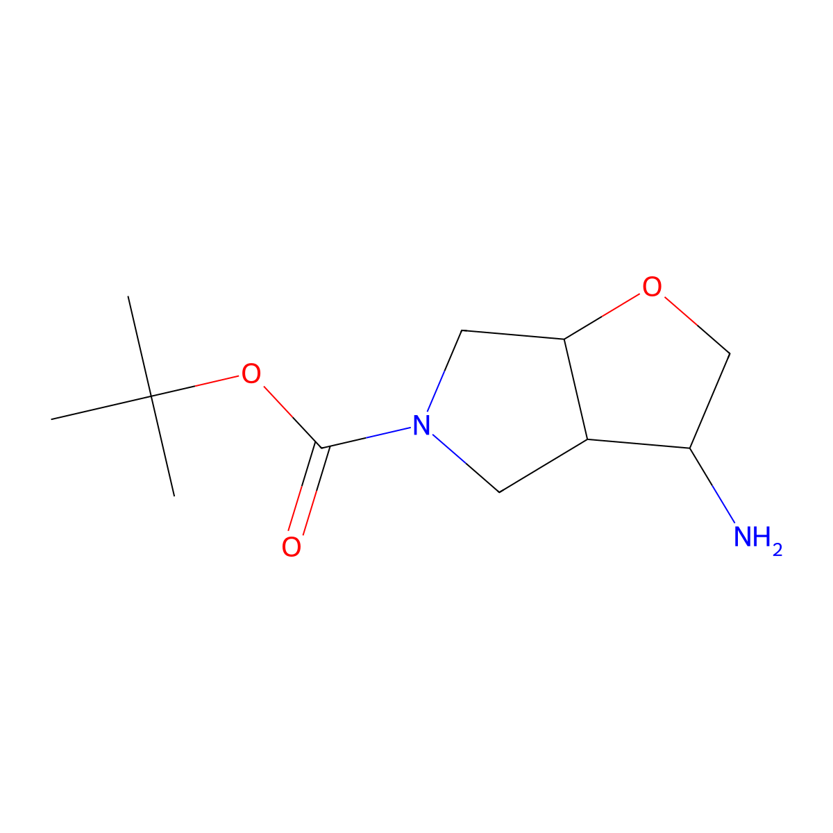 rac-(3R,3aR,6aS)-5-Boc-hexahydro-2H-furo[2,3-c]pyrrol-3-amine molecular structure, CAS 2177263-13-5