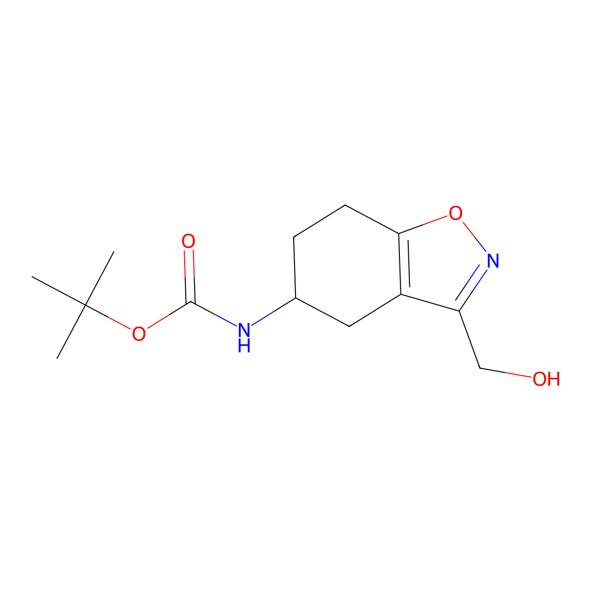 tert-Butyl (3-(hydroxymethyl)-4,5,6,7-tetrahydrobenzo[d]isoxazol-5-yl)carbamate molecular structure, CAS 2177263-16-8