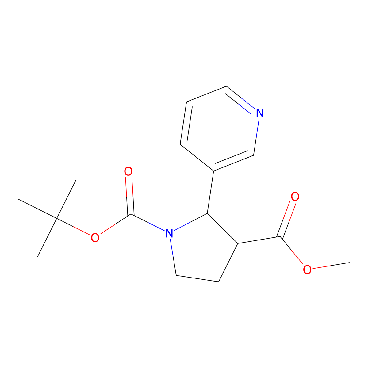 Trans-1-Tert-Butyl 3-Methyl 2-(Pyridin-3-Yl)Pyrrolidine-1,3-Dicarboxylate molecular structure, CAS 2177263-20-4