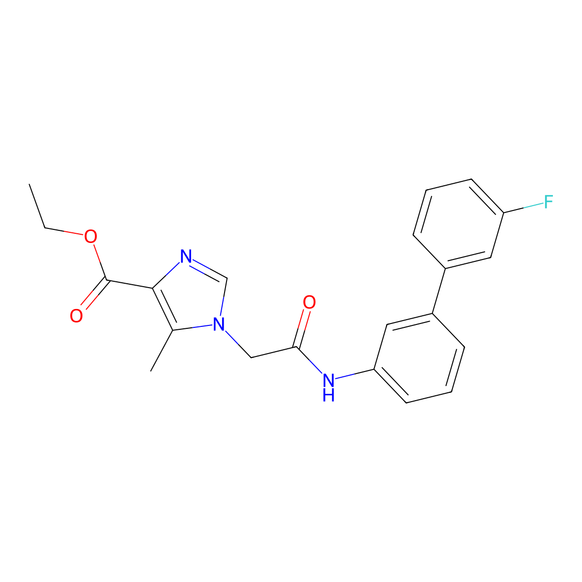 Ethyl 1-(2-((3'-fluoro-[1,1'-biphenyl]-3-YL)amino)-2-oxoethyl)-5-methyl-1H-imidazole-4-carboxylate molecular structure, CAS 2177263-24-8