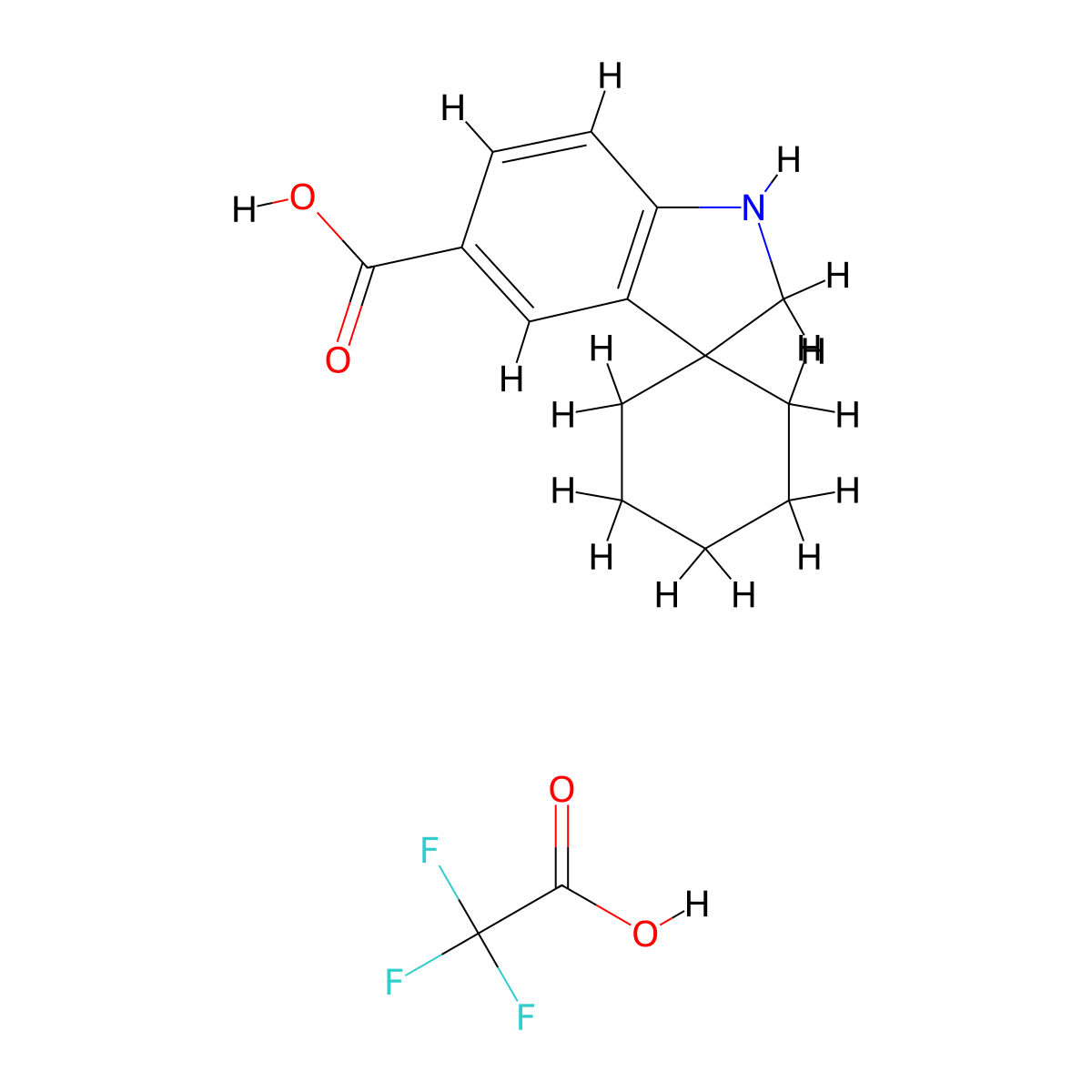 Spiro[cyclohexane-1,3'-indoline]-5'-carboxylicacid trifluoroacetate molecular structure, CAS 2177263-28-2