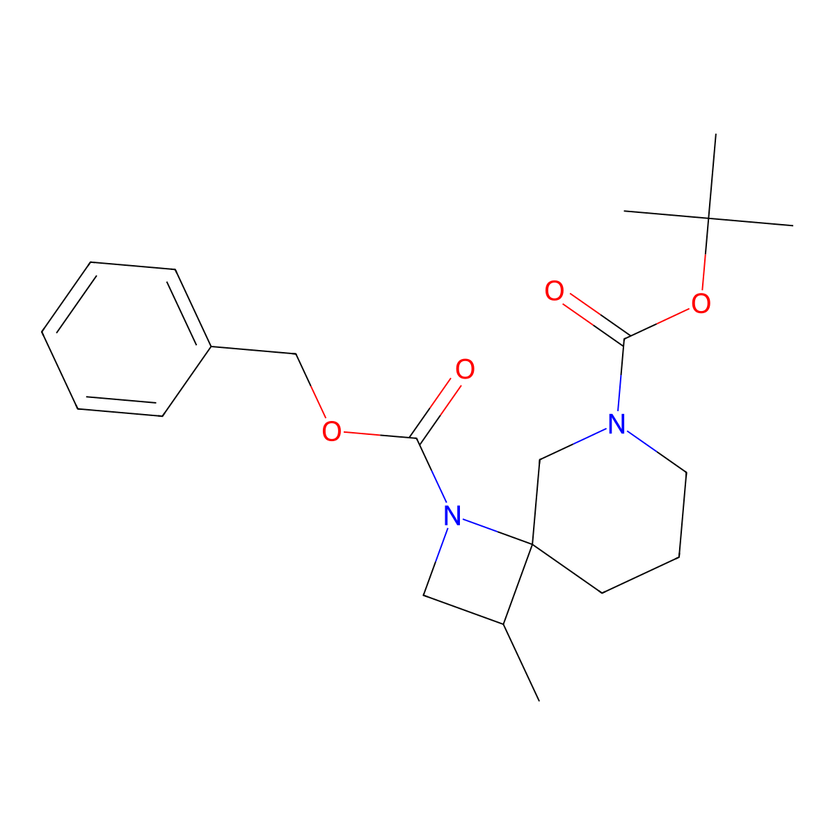 1-Benzyl6-tert-butyl3-methyl-1,6-diazaspiro[3.5]nonane-1,6-dicarboxylate molecular structure, CAS 2177263-34-0