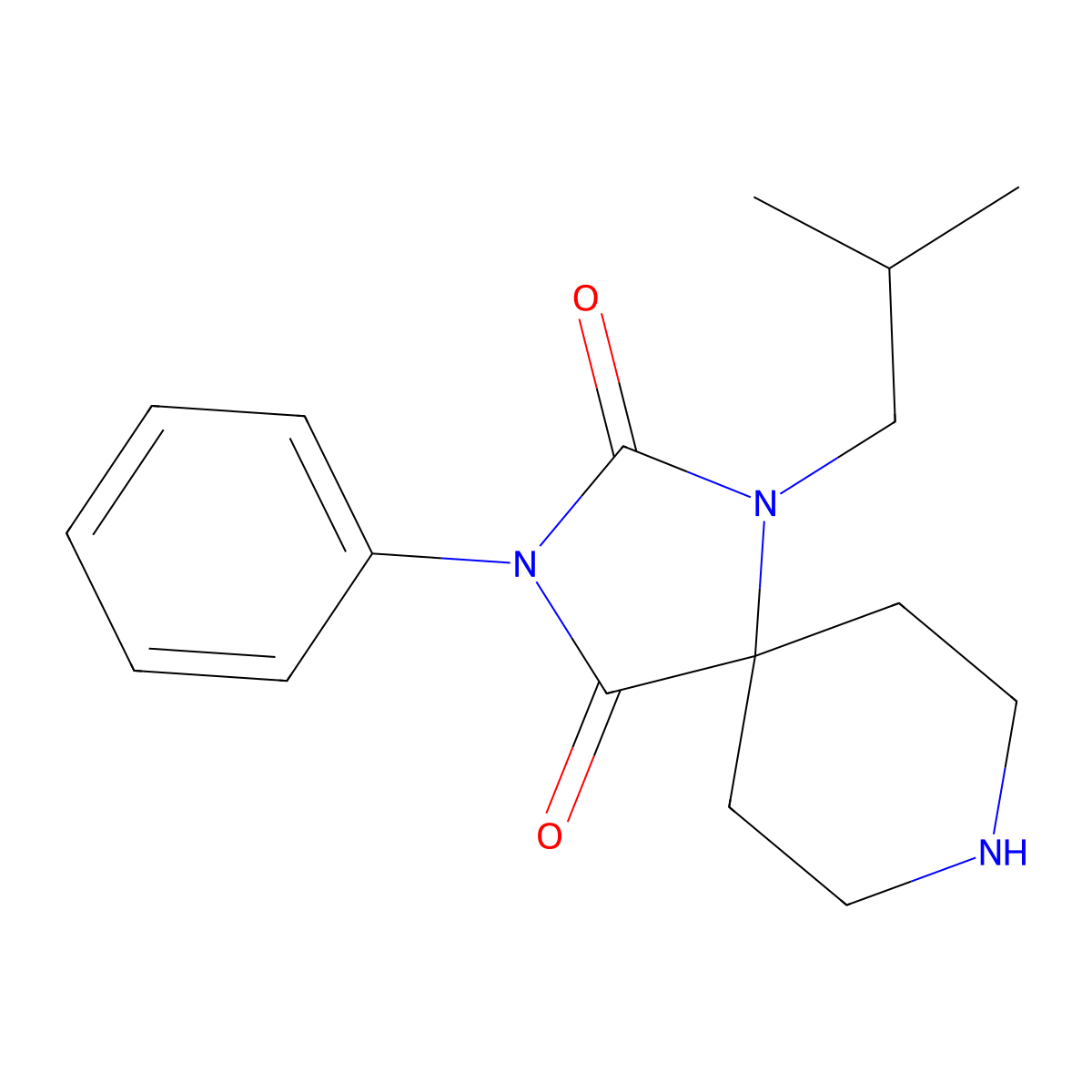1-Isobutyl-3-phenyl-1,3,8-triazaspiro[4.5]decane-2,4-dione molecular structure, CAS 2177263-37-3