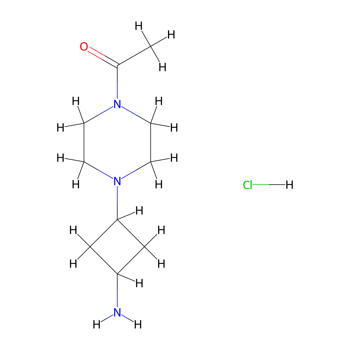 cis-1-(4-(3-Aminocyclobutyl)piperazin-1-YL)ethanone hcl molecular structure, CAS 2177263-39-5