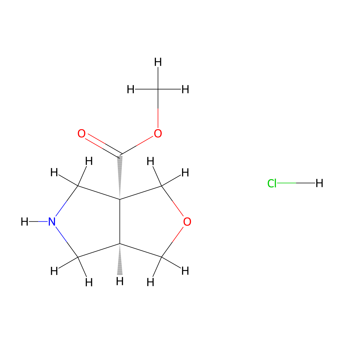 cis-Methyl hexahydro-1H-furo[3,4-C]pyrrole-3A-carboxylate hcl molecular structure, CAS 2177263-45-3