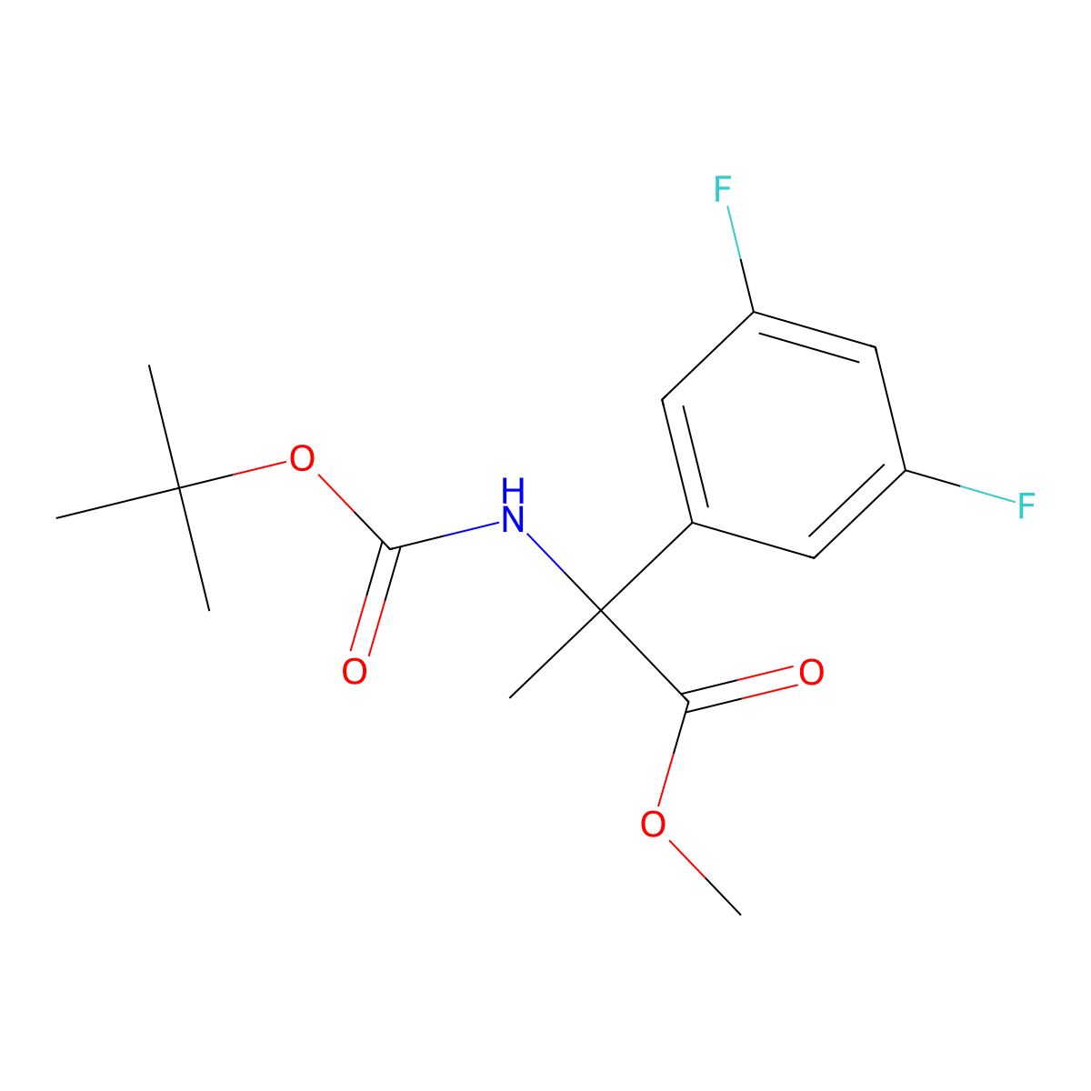 Methyl 2-((tert-butoxycarbonyl)amino)-2-(3,5-difluorophenyl)propanoate molecular structure, CAS 2177263-57-7