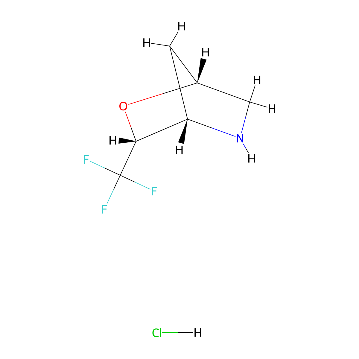 (1S,3S,4S)-3-(Trifluoromethyl)-2-oxa-5-azabicyclo[2.2.1]heptane hcl molecular structure, CAS 2177263-60-2