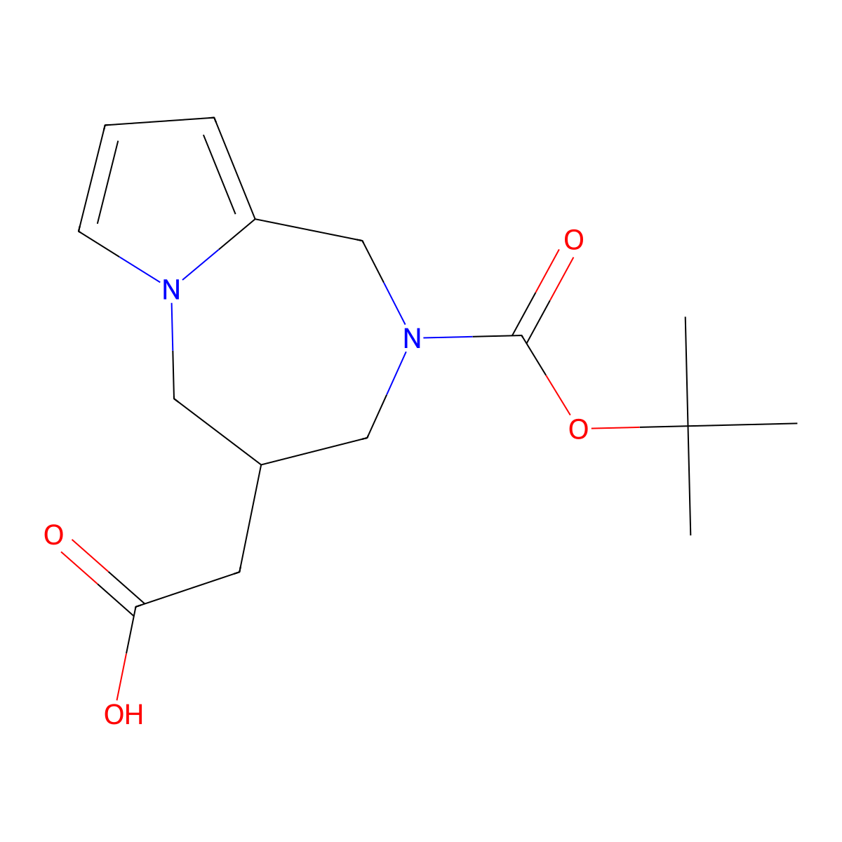 2-(2-(Tert-Butoxycarbonyl)-2,3,4,5-Tetrahydro-1H-Pyrrolo[1,2-A][1,4]Diazepin-4-Yl)Acetic Acid molecular structure, CAS 2177263-61-3
