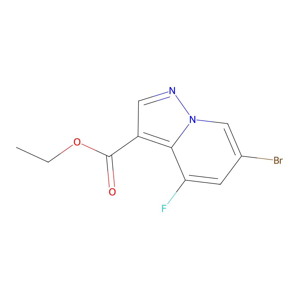 Ethyl 6-bromo-4-fluoropyrazolo[1,5-a]pyridine-3-carboxylate molecular structure, CAS 2177263-63-5