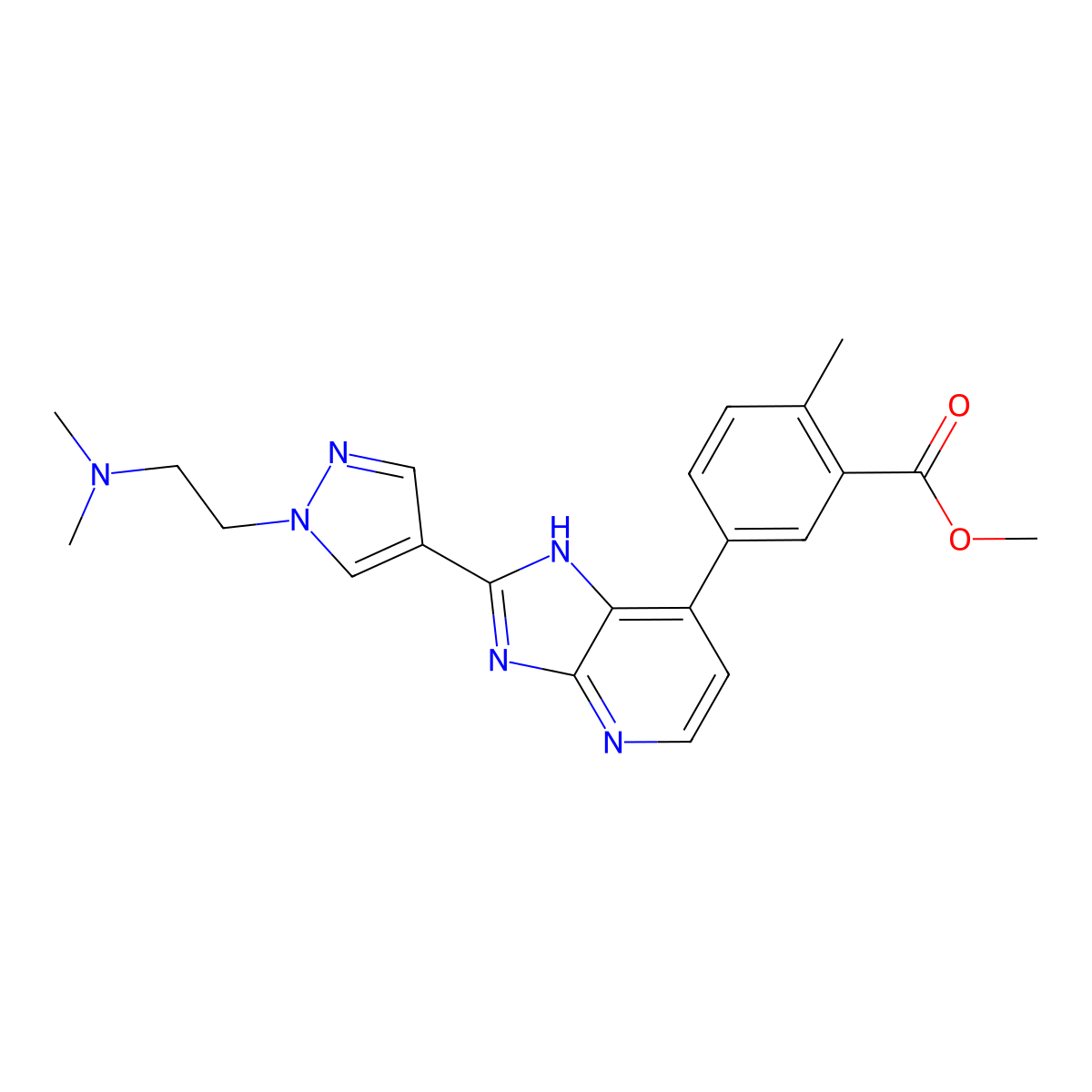 Methyl 5-(2-(1-(2-(dimethylamino)ethyl)-1H-pyrazol-4-YL)-3H-imidazo[4,5-B]pyridin-7-YL)-2-methylbenzoate molecular structure, CAS 2177263-73-7