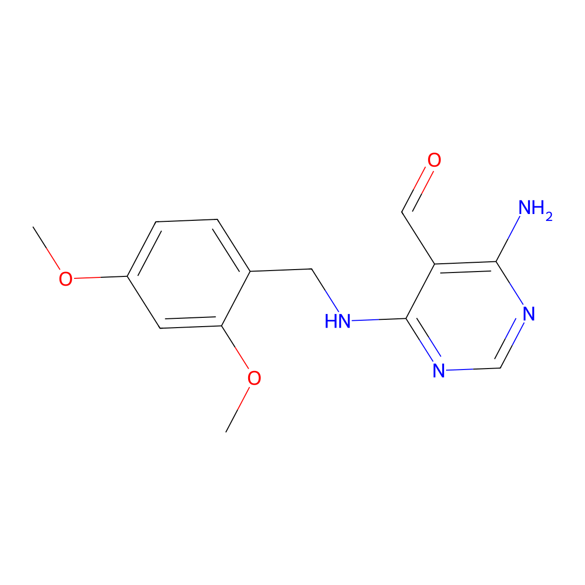 4-Amino-6-((2,4-dimethoxybenzyl)amino)pyrimidine-5-carbaldehyde molecular structure, CAS 2177263-74-8